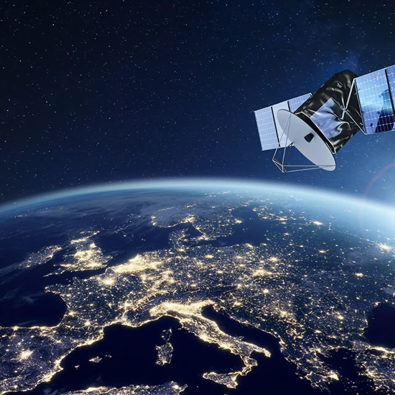 Un satellite en orbite autour de la Terre.