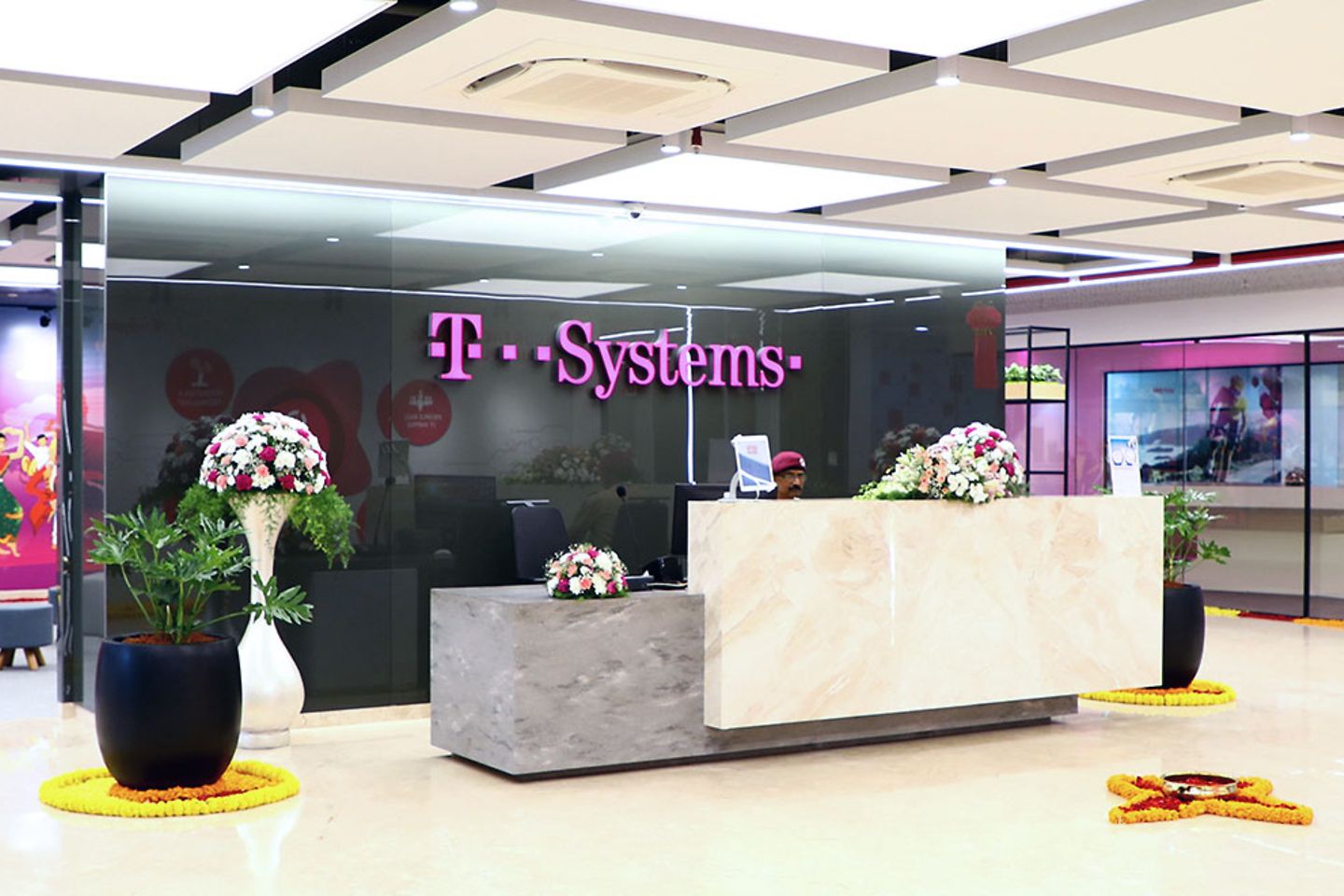 Reception desk in the T-Systems India building
